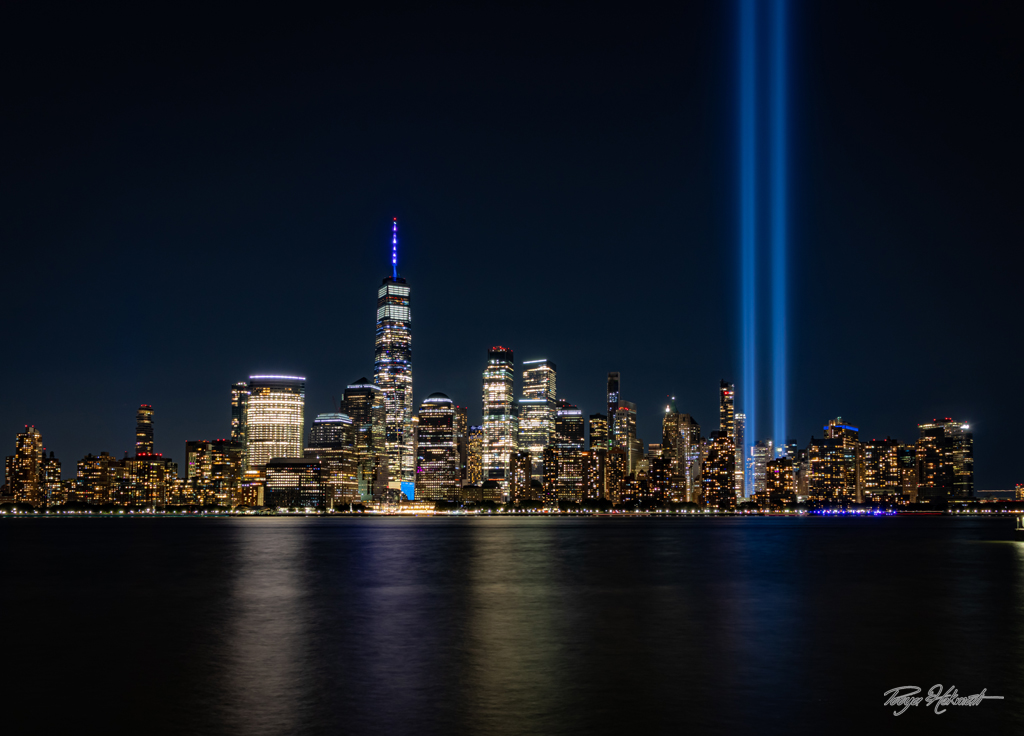 Tribute in Light New York City Skyline at Night